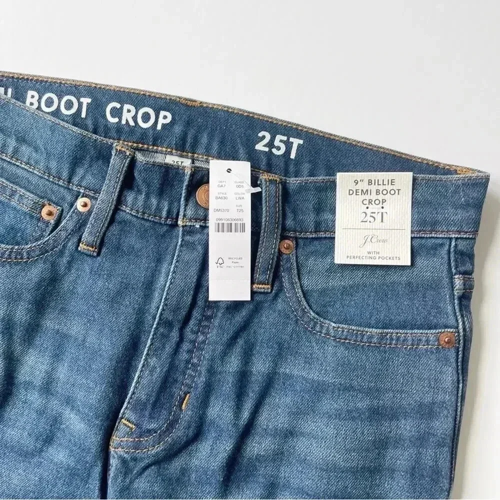 J Crew TALL mid-rise demi-boot crop jean in Lantern wash Size 25T NWT